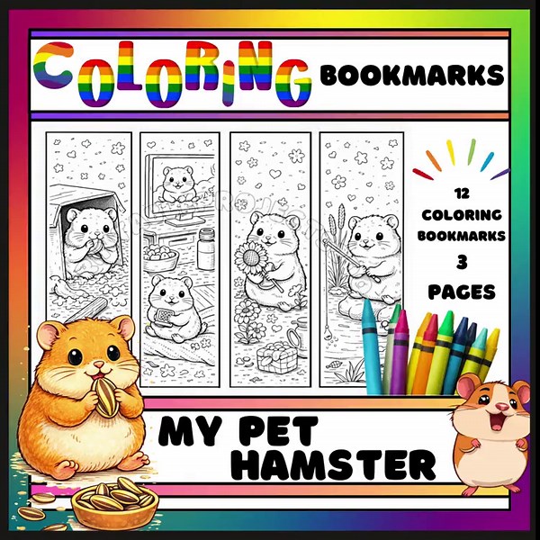 Printable Hamster Coloring Bookmarks, Kids Pet Activity Pages (PDF Download) - Etsy Australia