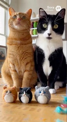 When your cats think they’re the bosses of the studio…you make them tiny felted kittens of their own