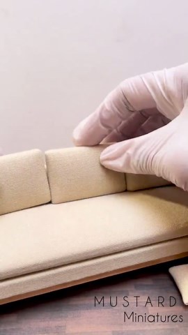 1:12 Scale Miniature Beige Brown Sofa With Pillows, Modern Dollhouse Couch - Etsy