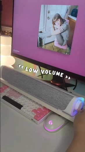 Leveled up my desktop 💕 #desktopsetup #computerspeakers #soundbar