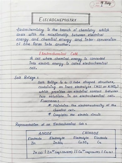 Electrochemistry Class 12 Chemistry Notes | Electrochemical | NEET/JEE 2027