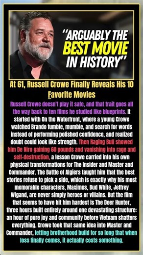At 61, Russell Crowe Finally Reveals His 10 Favorite Movies
