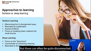 Do you know the difference between surface learning and deep learning? Watch Dr Sarah McElwee explain our understanding of these two concepts and why they matter. Watch the full video on YouTube: https://youtu.be/bXUmwoOS7F0 | Teaching English with Cambridge