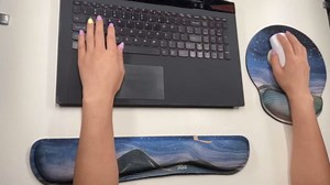 Ergonomic Black Small Mouse Pad with Wrist Rest and Keyboard Wrist Rest Set, Easy Typing & Pain Relief, Gaming Mousepad with Wrist Support for Computer Keyboard, Non-Slip Rubber Base