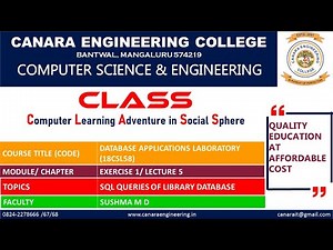 VTU DATABASE APPLICATIONS LABORATORY(18CSL58)[SQL QUERIES-LIBRARY DATABASE] (E1 L5)