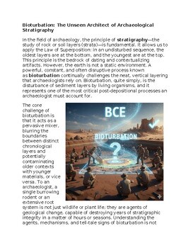 Bioturbation Archaeology Worksheet Classwork, Homework or Sub Plans