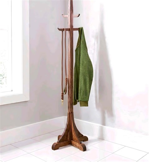 Wooden Hall Tree Coat Rack Plans – DIY Entryway Hanger Stand – Rustic Wood Coat Stand Blueprint - Etsy