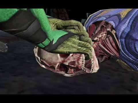 Lizard Reptile in Mortal combat performing his special attack 