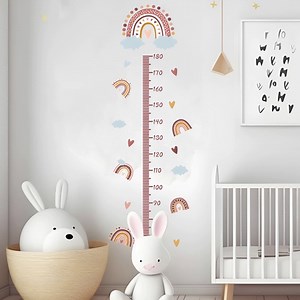 Girls Growth Chart for Kids Room Decor Pink Rainbow Child Height Measurement Wall Decals Rainbow Themed Height Chart Ruler Children's Growth Tracker