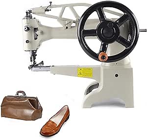 Leather Patcher Industrial Sewing Machine, SM-2972 500spm Industrial Sewing Machine Leather Patch Sewing Shoes Repairing Machine for Sewing or Repairing Thick Materials (Leather) White
