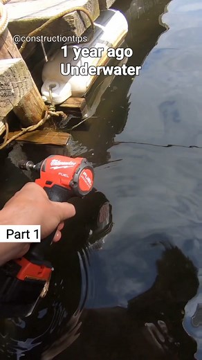 Had to tighten up some bolts under water #milwaukeetools #impactdriver #underwater