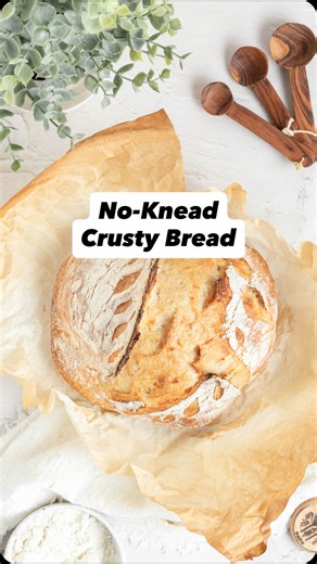 This is one of the easiest beginner-friendly bread recipes ever — just mix everything together and let time take care of the rest. It’ll bake up with a nice crunchy crust in a Dutch oven and is so good with butter, oil, or for making sandwiches!⁠ ⁠ Bread recipe is linked in my bio and can be found on ThePracticalKitchen.com! ⁠ ⁠ https://thepracticalkitchen.com/overnight-no-knead-dutch-oven-bread/ | The Practical Kitchen