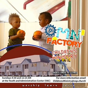 PLAYING AND LEARNING Your child learns biblical principles in a safe and nurturing environment. Find out more: childrensministry@cop.church #omnifactory #copchildrensministry | Center of Praise Ministries | Sacramento, CA