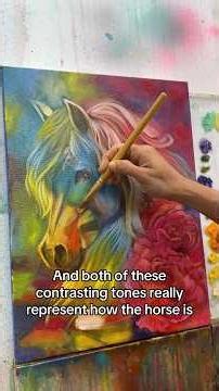 Painting a beautiful horse painting from start to finish using Mixed media and Oil paints on canvas