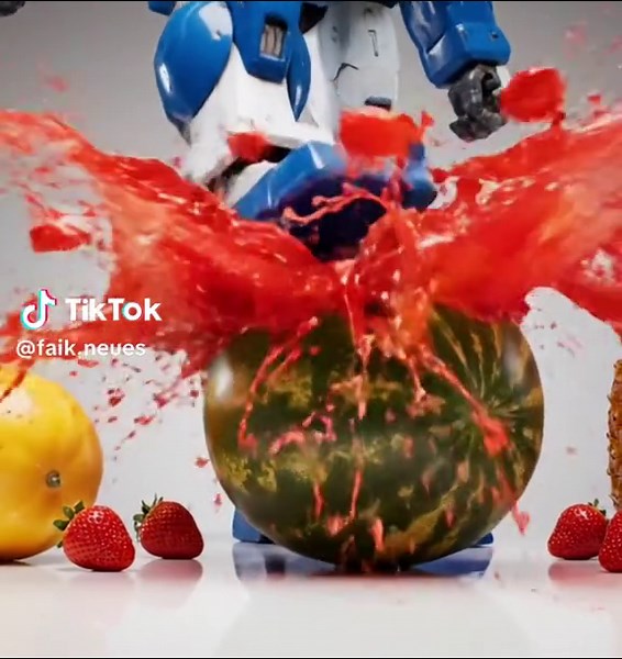 Gundam fruit stomping #asmr #asmrgundam #asmranime #anime #mecha #giantrobot #fruitsmash #fruitstomp #fruitasmr #meme #aivideos