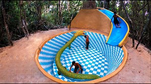 Building a Water Slide to an Underground Dragon-Themed Swimming Pool!