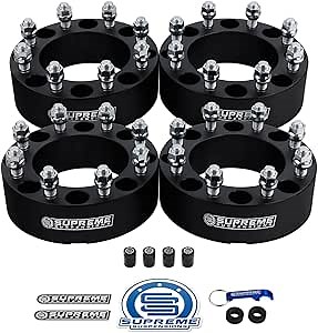 Supreme Suspensions - Set of 4 (Black) 2-inch Wheel Adapters for Chevy & GMC 8-Lug Trucks: Silverado/Sierra HD-Series, Avalanche, Suburban, Yukon | Bolt Pattern Conversion: 8 x 165.1mm to 8 x 180mm