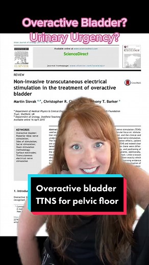 Overactive bladder? Try a protocol called TTNS - use a TENS unit in your home once directed by a pelvic floor therapist. #pelvichealth #bladderproblems #pelvicfloorpt #overactivebladder #greenscreen