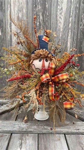DIY Scarecrow Fall Centerpiece 🎃 Creative Candlestick Floral Arrangement | 1192