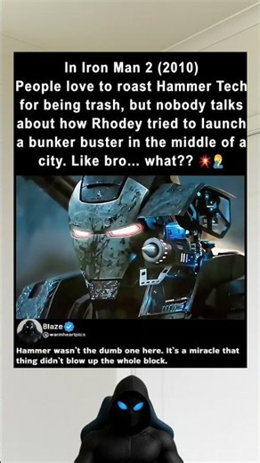 Iron Man 2 (2010) – Why did Rhodey launch a missile 20 feet from himself?