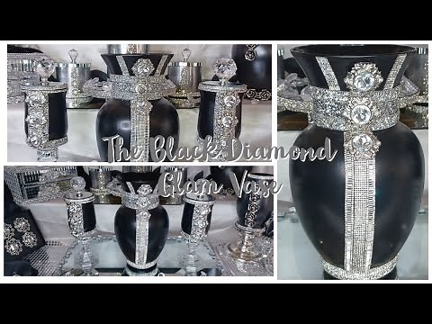 The High End Black Diamond DIY Glam Vase and Glam DIY Décor | 2021DIY Glam Décor Ideas!