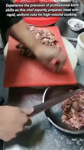 Professional Chef Demonstrates Rapid And Uniform Meat Cutting Techniques