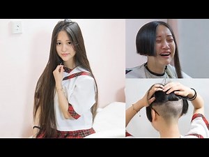 Chinese Beauty Long To Short cropped haircut 女優が役作りの為に黒髪ロングをバッサリ断髪、刈上げました。