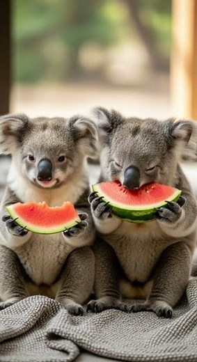 Albino Koala Eating Watermelon Watch This Rare Snack Time #koala #wildlife #animals