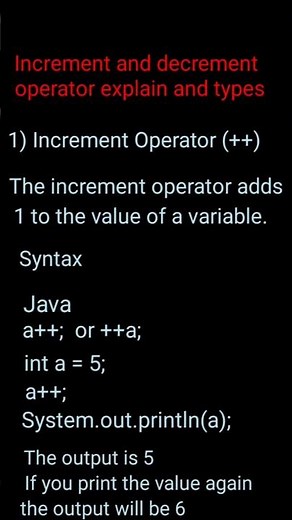increment and decrement operator | prefix and postfix type | pre increment | post increment | #java