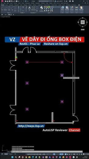 Lisp miễn phí vẽ đường dây đi ống box điện VZ | Tác giả Phuc Le | AutoLISP Reviewer