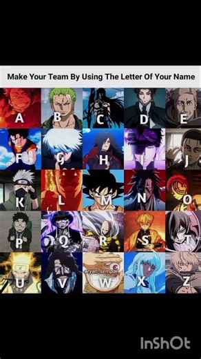 My anime team is built from my name... and honestly, it's absolutely overpowered. 🔥⚔️ Which letters