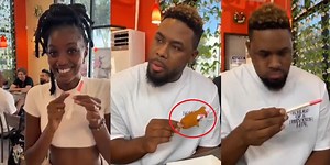Lady inserts her pregnancy test stick in her boyfriend's food to announce she is pregnant (video) - YabaLeftOnline