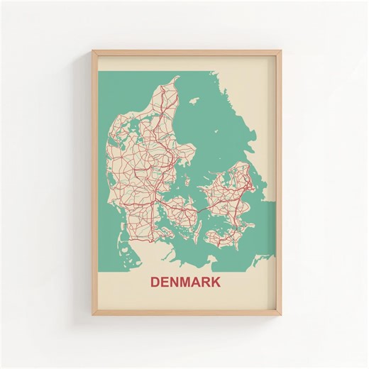 Denmark Map Poster Printable Modern Wall Decor - Etsy