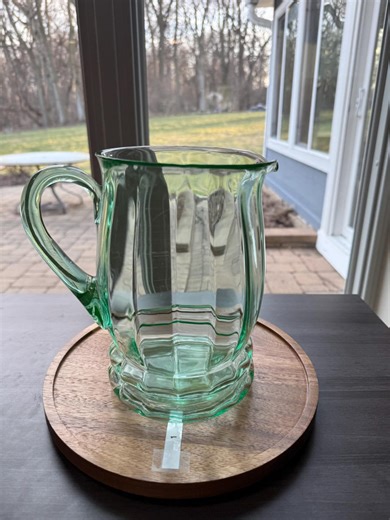 Uranium Glass Pitcher Green Depression Glass UV Reactive Water Pitcher Vintage Paneled Vaseline Light Wear | Item Number 81 - Etsy