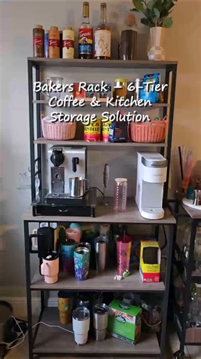 VASAGLE Bakers Rack – 6-Tier Coffee Station & Kitchen Organizer #kitchenorganization