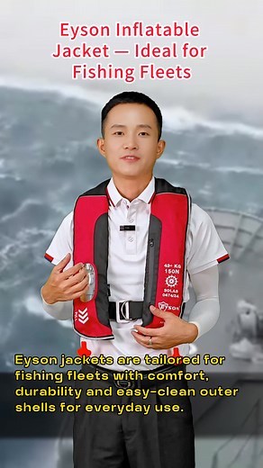Eyson Inflatable Jacket — Ideal for Fishing Fleets More: https://www.cneyson.com/en/product.html #Fishing #Fleets #Durable #Comfort #Washable #RemovableCover #DualChamber #Offshore #InflatableJacket #Safety | Dongguan Eyson Life-saving Equipment Co., Ltd.