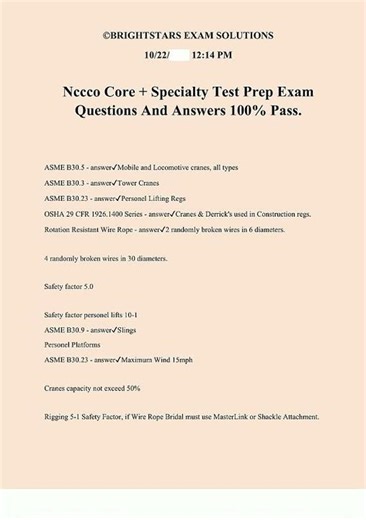 Nccco Core Specialty Test Prep Exam Questions And Answers 100 Pass1428 new video
