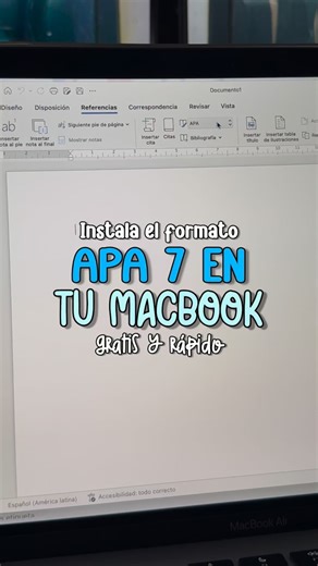 Samantha on Instagram: "APA 7 GRATIS EN TU MAC 👀💙 Sígueme para más contenido @samxnthastudy 🔗 Enlace gratis en mi perfil. #productivity #fyp #studytok #ipadpro #feedinspiration #pc #study #apuntesbonitos #clases #universidad #ia #ai #microsoft #microsoftword #Word #excel #powerpoint #apa #macbook #macbookairm1 #macbookair #macbookpro"