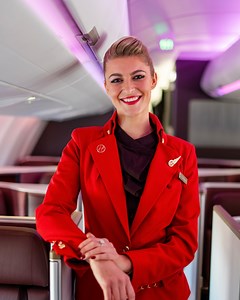 Meet Ashleigh, our sparkling Flight Service Manager ✨ When Ashleigh isn’t leading a team through the skies, she’s no stranger to creating memorable experiences both in and out of work, from orchestrating a surprise onboard proposal for 2 of our guests, to supporting the Cadet community as ‘Combat Barbie’. With infectious energy, passion, and flare, Ashleigh has been an incredible ambassador for us over 9 years and a wonderful embodiment of our Red Spirit Series. | Virgin Atlantic