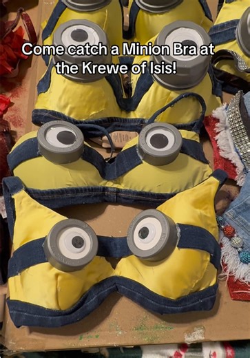 Krewe of Isis, Kenner LA Valentines Day! Come catch a Minion bra! Make a sign so we see you and know what you’re looking for! We have a limited amount so we need to see you! Float 9, Top Deck sidewalk side. Whitney will be throwing these! #minions #mardigras #louisiana #bra #paradeseason