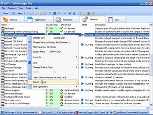 Manage Windows services with AnVir Task Manager