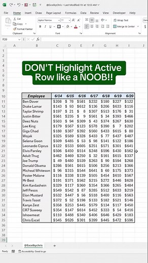 Highlight Active Row in Excel: Easy Tutorial
