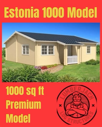 Lumberjacklogstructures on Instagram: "Kit includes: *ready to assemble on a concrete slab or wood foundation *pre-cut, numbered exterior walls *pre-cut, numbered interior walls *pre-cut, numbered gable components *sidewall height 95″ (2413mm) *vaulted, cathedral ceilings *roof pitch 3/12 (14 degrees) *pre-cut 4″ x 9.5″ (100mm x 240mm) glulam roof *purlins/beams, spaced 22″ (558mm) or less *pre-cut, numbered 3/4″ (18mm) tongue & groove roof boards *pre-cut, numbered fascia boards *1897 total sq’