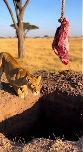 Will the lion fall into the trap… or get the ultimate escape #wildlife #lion #nature