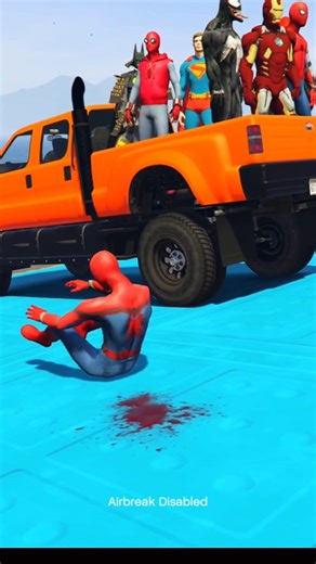 Spider-man Driving a Pickup truck with all heroes | Gta 5 #shorts