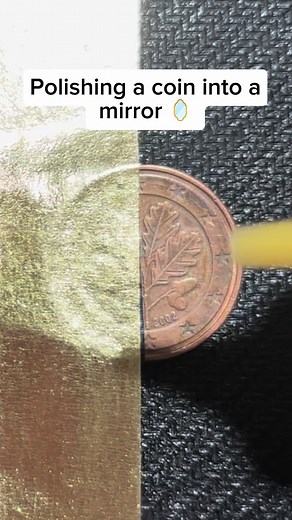 Polishing a coin into a mirror 🪞 Day2 #coin #cleaning #fyp #mirror