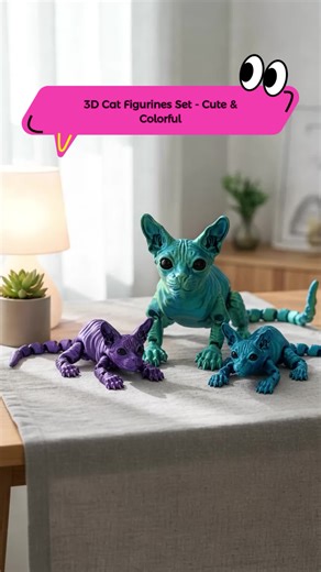 3D Printed Cute Cat Figurines for Cat Lovers