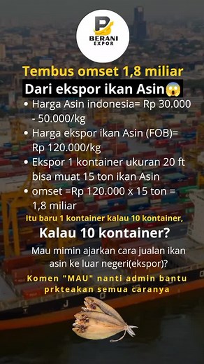 komen "MAU" Nanti mimin bantu praktekan cara ekspornya GRATIS #beraniexport #eksporprodukindonesia #bimbinganekspor #kelaeseksporgratis #bisaekspor #eksporyuk #petaniekspor #eksportirpemula #beranijadipengusaha #bisnisekspor #nelayangoekspor #nelayan #nelayanindonesia #nelayangoekspor #ikanasin #lautindonesia | Berani export