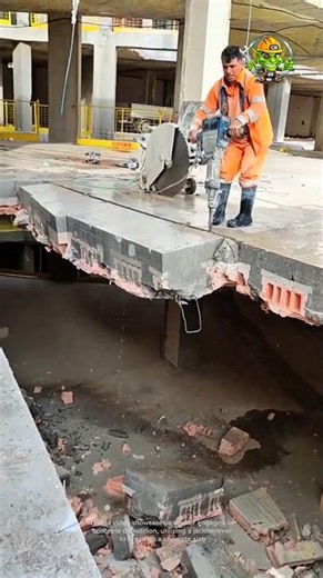 Process of Concrete Demolition Using a Jackhammer