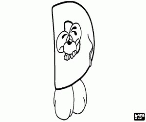 Letter D with the mischievous little mouse coloring page printable game